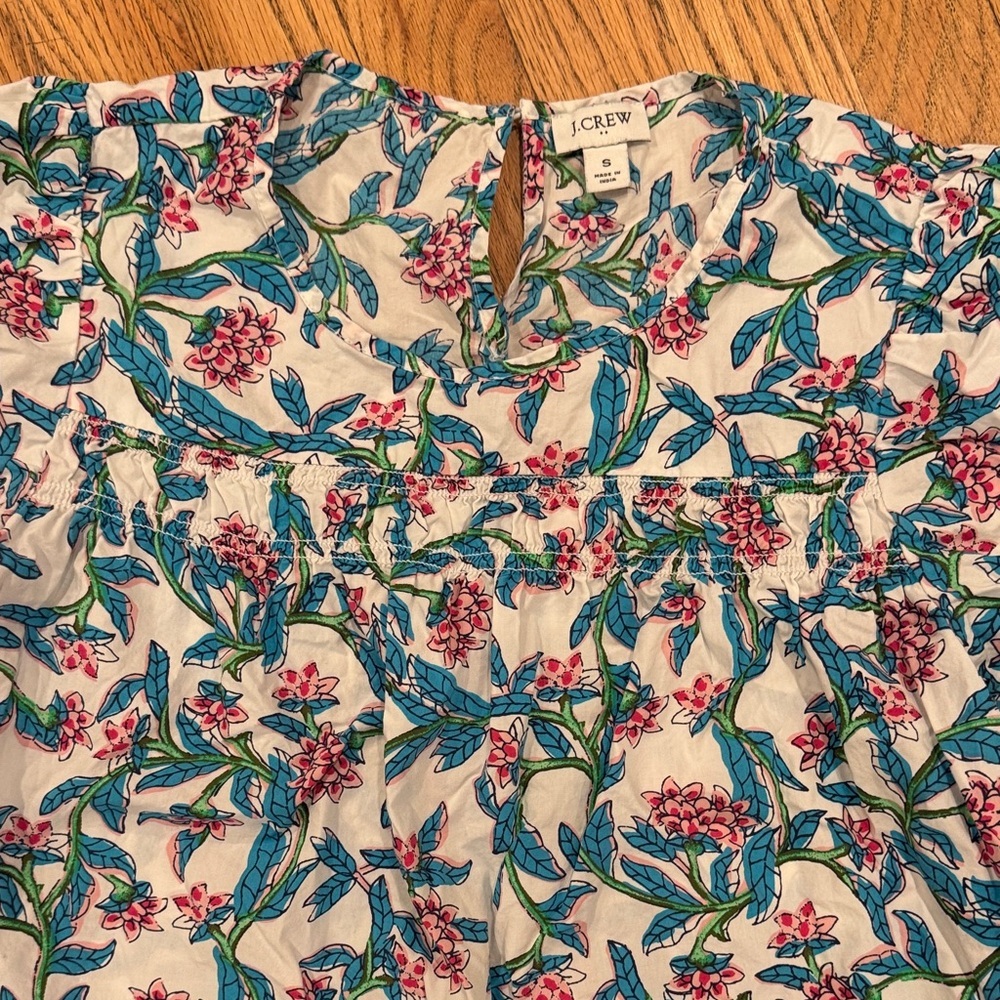 J. Crew Floral Print Blouse in Blue and Pink - Picture 6 of 10